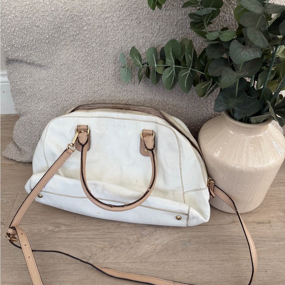 Michael Kors White and Tan Tote Bag